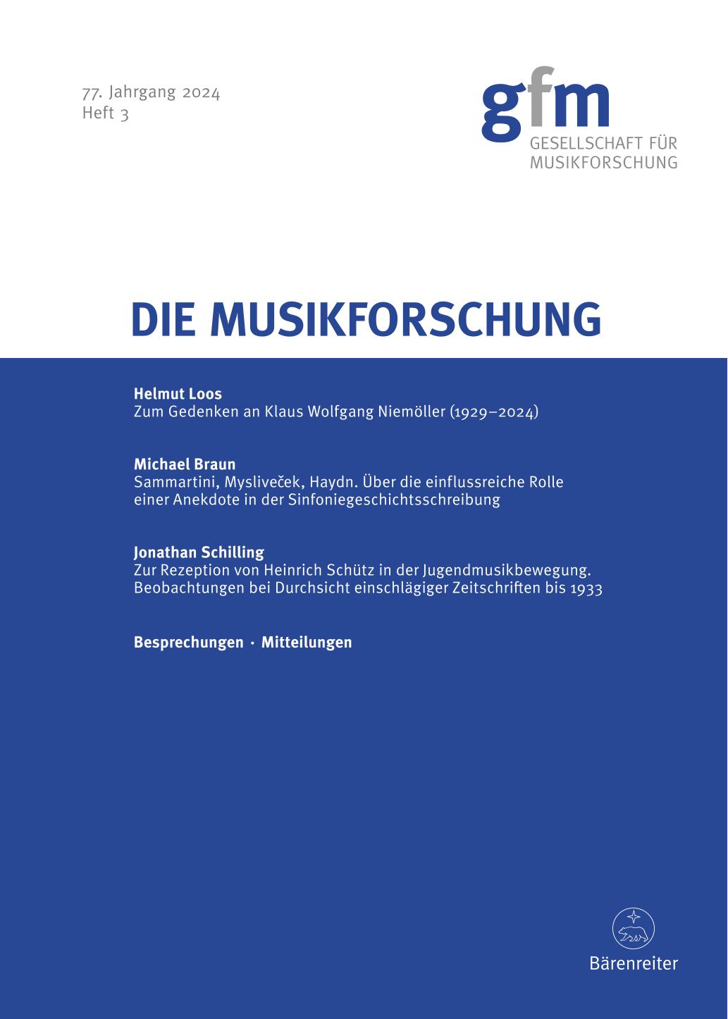 					Ansehen Bd. 77 Nr. 3 (2024): Die Musikforschung
				