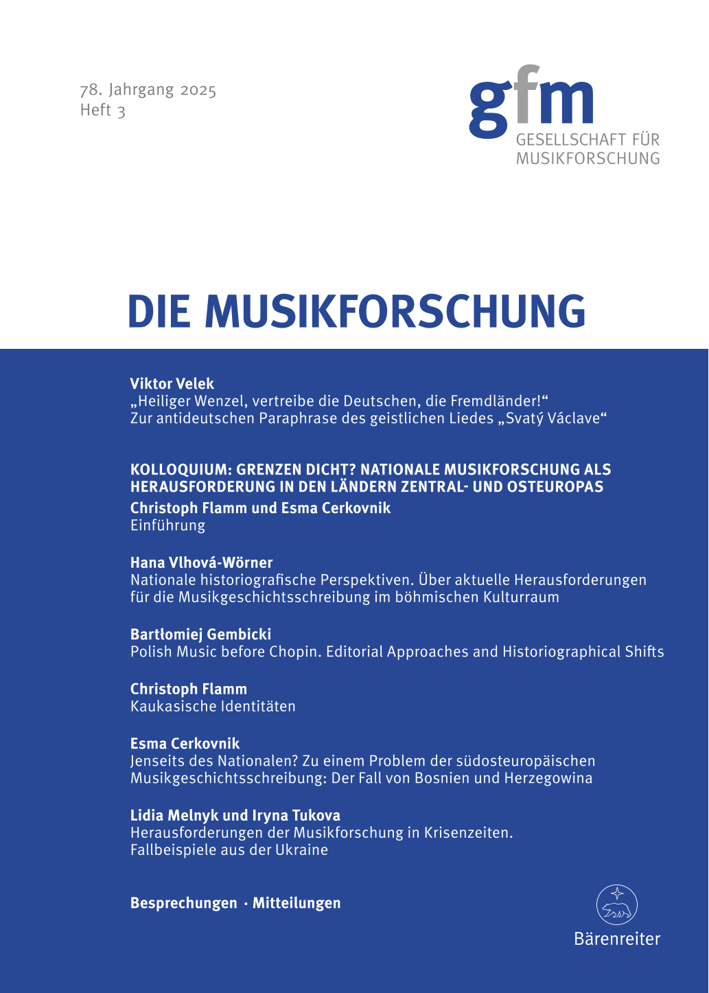					Ansehen Bd. 78 Nr. 3 (2025): Die Musikforschung
				